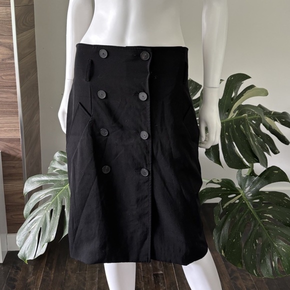 Jean Paul Gaultier Femme Skirt Pocket Black Buttons Wool Sz 8 US *VINTAGE*❤️ - Picture 1 of 12